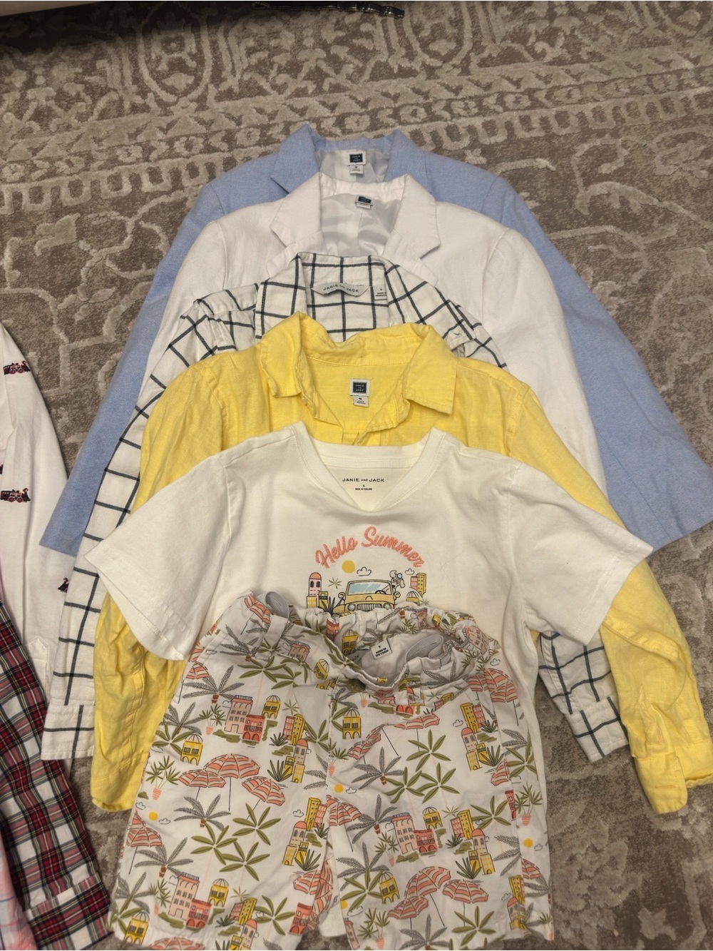 Kids White 'Hello Summer' Graphic Tee with Tropical Shorts Set - 7 piece set